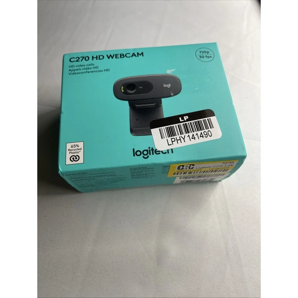 Logitech C270 HD Webcam Video Calls High Definition 720p Built-In Mic*New